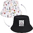 BT21 LINE Friends Bucket Hat, Graffiti Style Reversible Packable Summer Travel Cap with Wide Brim, Multi, One Size