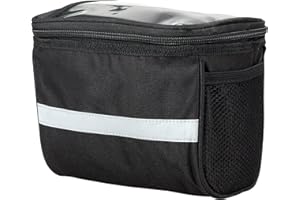 Miayaya Bike Baskets Bag with Reflective Stripe Bike Frame Bag Bicycle Frame Shelf Pouch Handlebar Storage Bag Bike Front Phone Bag for Outdoor Hiking Travel Assistants 8.46x5.31x6.49 inch (Black)