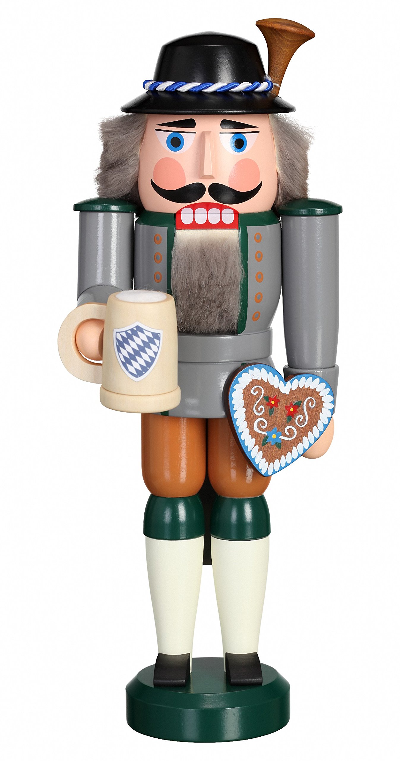 Seiffener Volkskunst German nutcracker Bavarian on Oktoberfest, height 27 cm / 11 inch, original Erzgebirge by