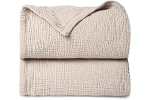 lulumoon Muslin Quilt Blanket, Crib Blanket for Baby and Toddler,47x47 Inches(Ivory)