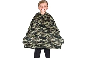 Bare Home Microplush Wearable Blanket with Side Pockets - Soft and Plush - Warm and Cozy - Adult & Kid Sizes (Kids, Camo Green)