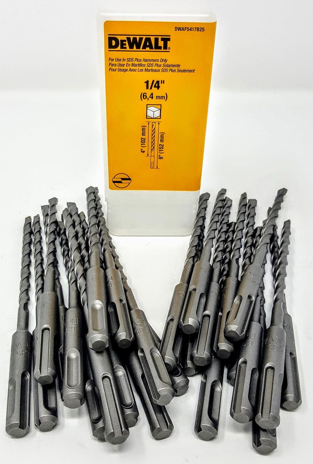(25-pack) Dewalt DWAF5417B25 DWAF5417 1/4" x 6" SDS Rotary Hammer Bits