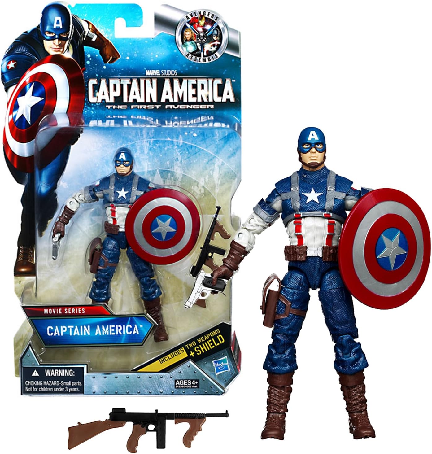 The First Avenger Marvel Year 2011 Captain America Exclusive 6 Inch Tall Figure - Movie Series Captain America with Shield, Rifle and Gun