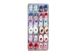PACMAXI Over The Door Shoes Organizer for 12 Pairs of Baby Shoes Boys Girl, Hanging Baby Shoe Organizer with Hanger(Polyester Material-Grey)