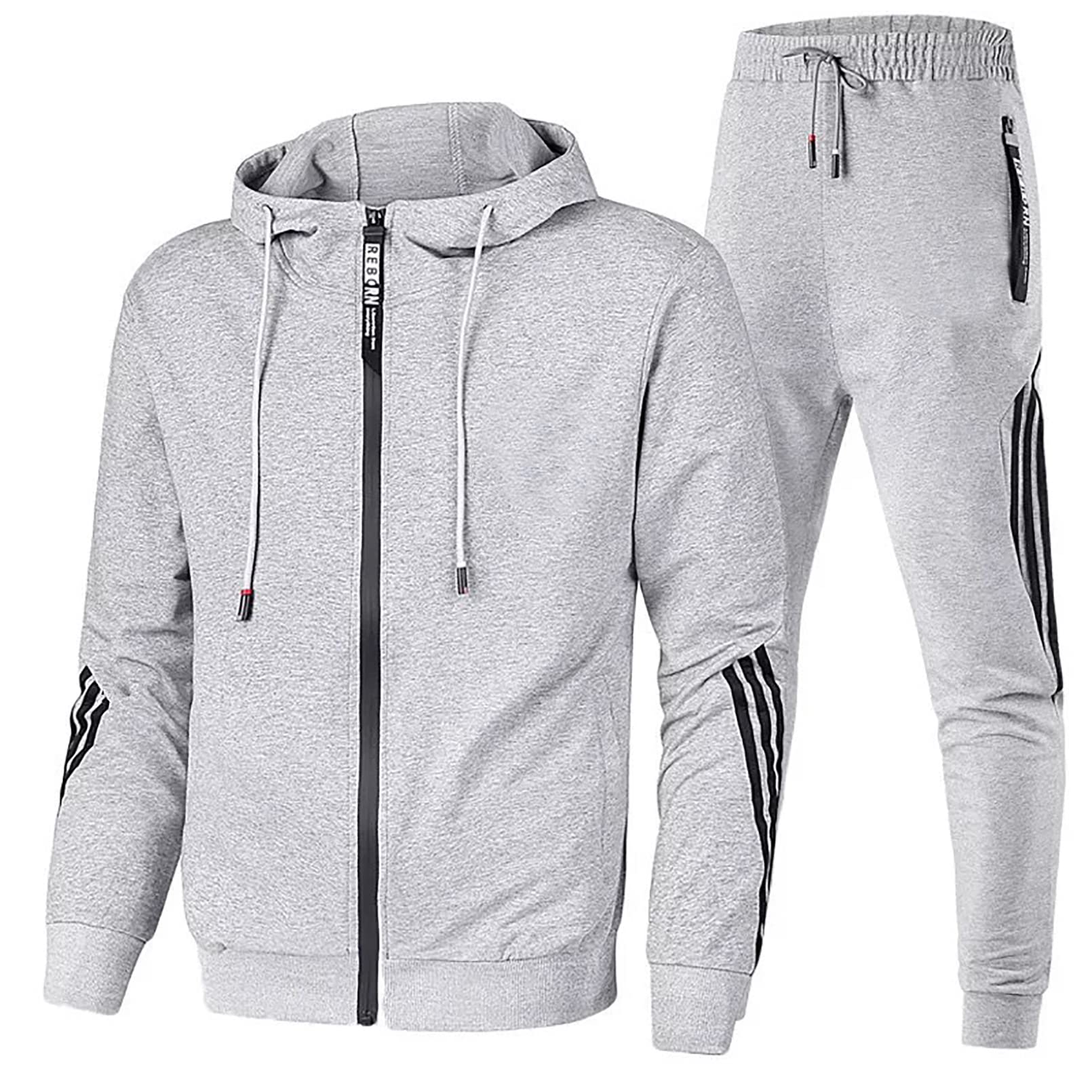 lionpaul Mens Full Zipper Hoodie and Sweatpants Set