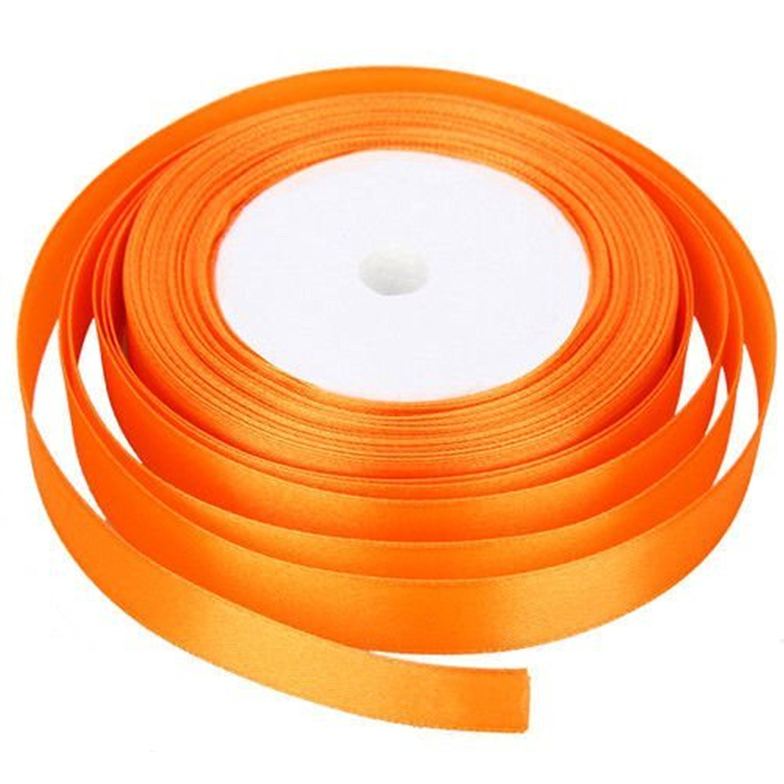 22 25 METRES X 10MM Orange Satin Gift Wrap Ribbon, Ribbons for Gift Wrapping, Christmas Ribbon, Gift Wrapping Ribbon for Crafting, Wedding Party Decor