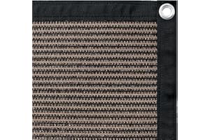 Shatex 90% Sun Shades for Patios 8X 12ft Shade Fabric Sun Shade Cloth Taped Edge with Grommets Sun-Block Mesh Shade for Pergola Cover Canopy Mocha, 12 Bungee Balls