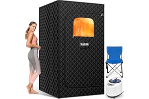 X-Vcak Upgraded Sauna Box for Relaxation, Detoxification, Portable Sauna for Home with Steamer, Remote Control, Folding Chair, 9 Levels, 2.6’ x 2.6’ x 5.9’