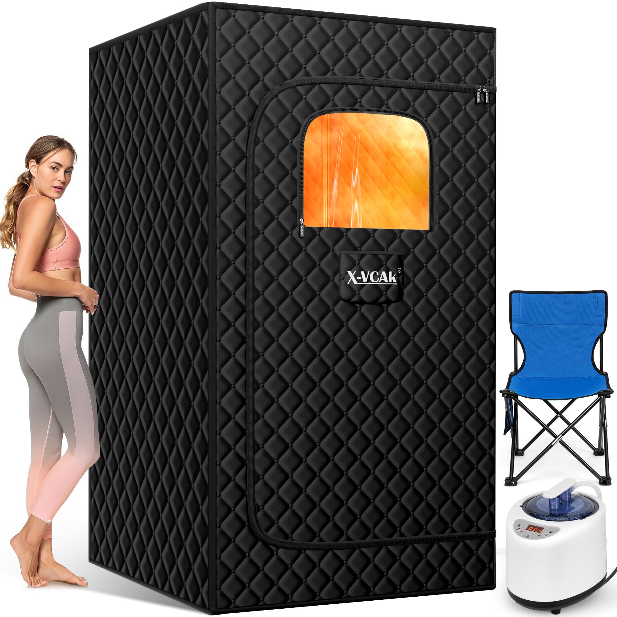 Photo 1 of X-Vcak Upgraded Sauna Box for Relaxation, Detoxification, Portable Steam Sauna for Home with Steamer, 9 Levels, 2.6’ x 2.6’ x 5.9’
