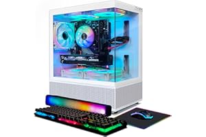 STGAubron Gaming Desktop PC, Radeon RX 580 16G, Intel Core i7-6700 up to 4.0G, 32G DDR4, 2T SSD, 600M WiFi, BT 5.0, RGB Fan x5, RGB BT Sound Bar, Windows 10 Home, White