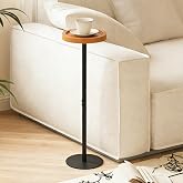 YYW Drink Table, 7.87" Small Round Side Table, Pedestal Side Table, Circle End Table with Metal Base, Martini Tables for Small Spaces, Living Room, Bedroom (Brown)