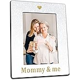 Nuckxy Mommy & Me Wooden Picture Frame For 4 X6 Inches Vertical Photo, Rustic White Photo Frame Tabletop Display, Mother's Day Gift, Mom Picture Frame Gifts, Home & Office Decorations - B04