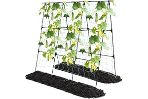 OTOSUNNY Garden Cucumber Trellis for Climbing Plants Outdoor, 50x48 inch A Frame Cucumber Trellis for Garden Raised Bed, Plant Support for Vegetable Vine Pea Bean, with Netting, Black