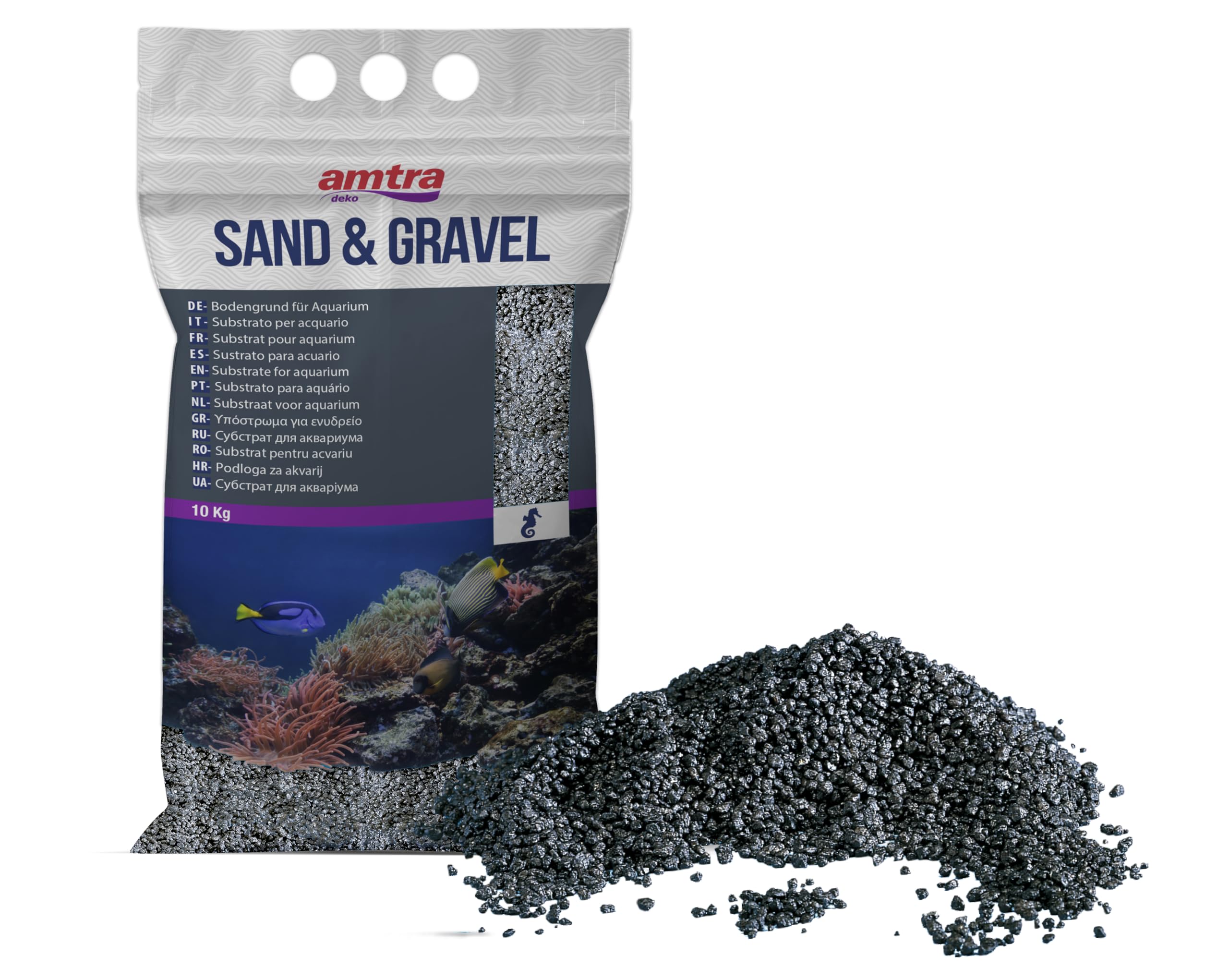 Croci Amtra Black Ceramized Quartz - Fine Quartz Aquarium Sand for Freshwater or Saltwater 2-3mm Grit 10kg Quantity