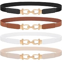 Jovitec 5 Pieces Women Skinny Elastic Waist Belt Retro Stretch Cinch Thin Belt M JOVITEC 5 Pieces Women Skinny Elastic Waist Belt for Dress  main image 3