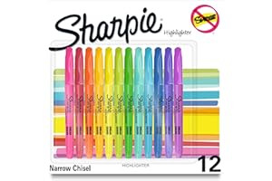 Sharpie Pocket Highlighters, Chisel Tip, Quick Dry, Assorted Fluorescent Colors, 12 Count - For Studying, Note-Taking, School, College, Office, Student & Teacher Supplies