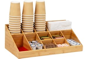Mind Reader Cup and Condiment Station, Countertop Org, Coffee Bar, Rayon from Bamboo Cup, 18.125"L x 9.5"W x 6.5"H, Brown