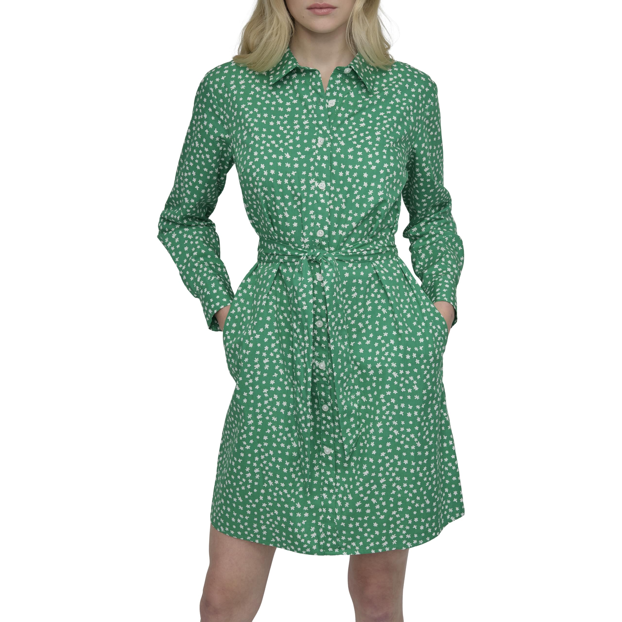 DKNY Women’s Dress, Apple Green/Ivory, 4