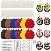 SHUANGART 194 Pcs Sublimation Blank Superfine Glitter Faux Leather Earrings Kit, Blank Vivid Shiny Solid Colors Earrings with Sublimation Paper for Christmas Halloween DIY Jewelry Making