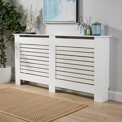 Home Source Radiator Cover Wooden Wall Cabinet White Extra Large 172cm