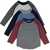 HonestBaby 3-Pack Long Sleeve Baseball Raglan T-Shirt 100% Organic Cotton Infant Baby, Toddler, Little Kids, Boys, Girls, Prep Academy, 6-9 Months