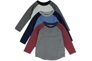 HonestBaby 3-Pack Long Sleeve Baseball Raglan T-Shirt 100% Organic Cotton Infant Baby, Toddler, Little Kids, Boys, Girls, Prep Academy, 24 Months