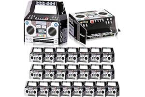 Zonon 24 Pcs 80s Party Favors Boxes 90s Novelty Boom Box Party Decoration Gift Treat Goodie Candy for Retro Radio Hip Hop Theme Table Centerpieces 4.8 x 2.4 x 5.2 Inch(80s)