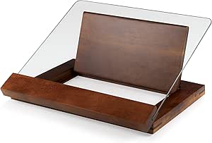 Picnic Time Fabio Viviani Leggio Portaricette 'Prodigio' In Legno Di Acacia E Vetro Temperato - Pieghevole, Adatto Anche Per Tablet, Garanzia A Vita