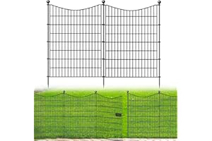 CLEASO 10 Panels Decorative Garden Fence with Gate, 40 in(H) X 23.6 ft(L) No Dig Dog Fence Animal Barrier Outdoor for Yard, Rustproof Metal Garden Edging and Borders, Temporary Fencing Stakes