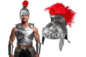Nicky Bigs Novelties Adult Roman Helmet With Red Fake Feather Plume Greek Gladiator Costume Helmets Trojan Legion Helmet
