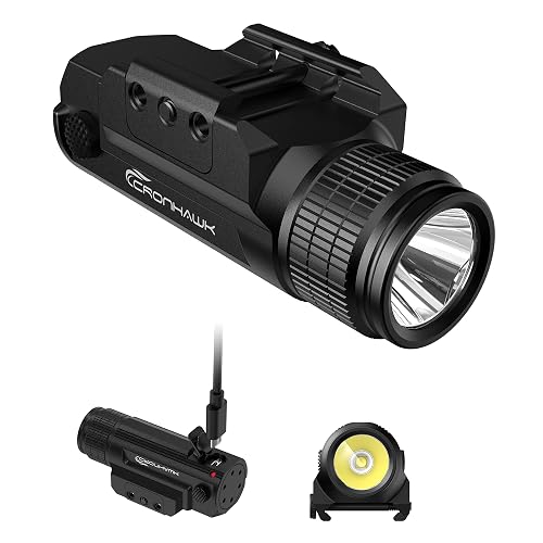 CRONHAWK Pistol Flashlight Rechargeable 700 Lumen Rail Mounted Tactical ...