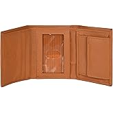 Leatherboss Leather Boys Slim Compact Flap Id Coin Pocket Trifold Wallet, Tan