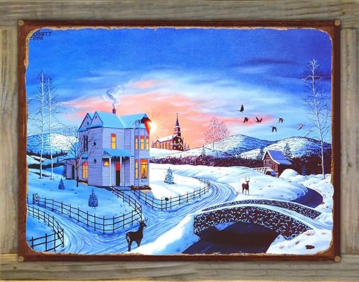 Amazon Com Northwest Art Mall Christmas In The Country Painting