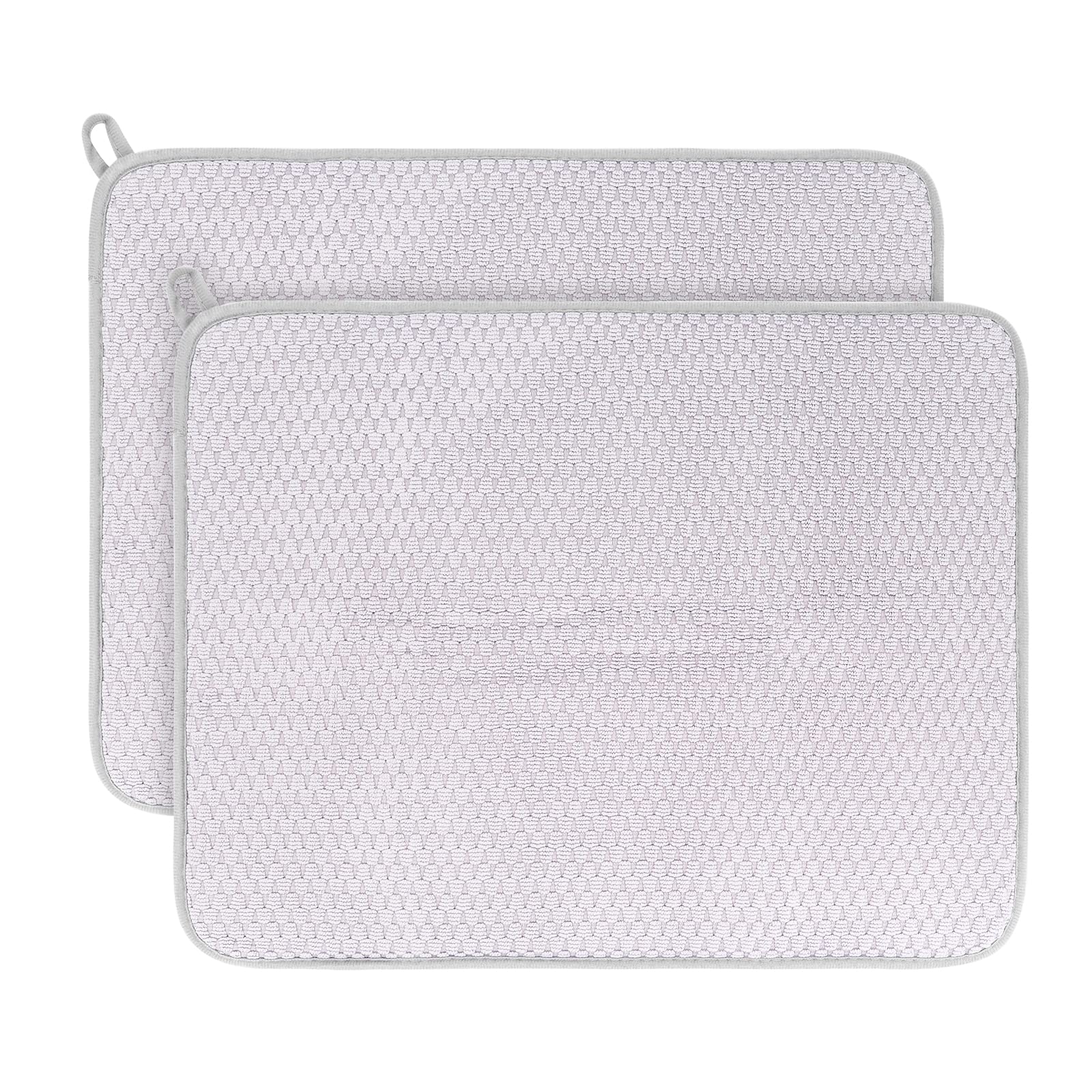 Hensych 2 Pack Large Microfiber Dish Drying Mats,Draining Board Rack Mat, Non-Slip Easy Clean Heat Resistant Pad,Tableware Mat,Kitchen Drying Mat,38*50cm(14.96*19.68in), Grey