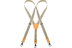 MENDENG Adjustable Suspenders for Men Bronze Metal Clips Braces with Leather