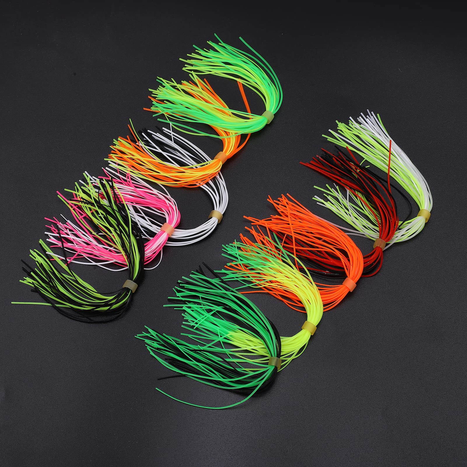 Agatige 10 Bundles Silicone Jig Skirts Fishing Jig Lures DIY Fishing Bait Accessories Skirts DIY Replacement Part