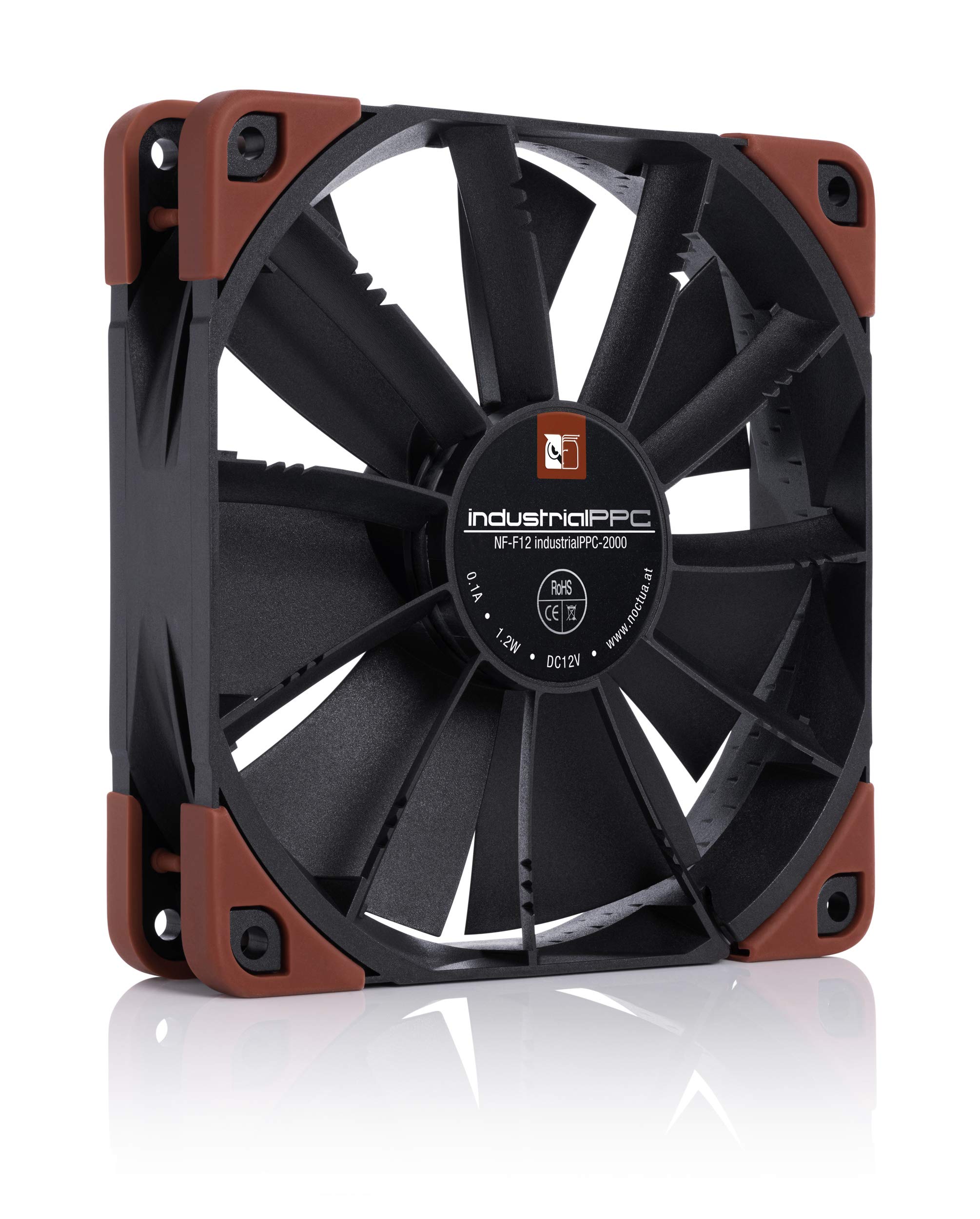Noctua NF-F12 iPPC-2000, Heavy Duty Cooling Fan, 3-Pin, 2000 RPM (120mm, Black)