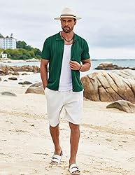 COOFANDY Men's Collared Shirt Knit Button Down