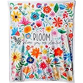 Sherpa Flannel Throw Blanket 50 x 60 - Beautiful Floral Design with Motivational Message - Soft, Comfy, Warm, Durable 100% Polyester for Couch, Bed, Chair