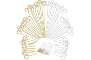 SUPTIZIZKZ 900 Pieces Eye Pins for Jewelry Making, 30mm 40mm 50mm Eye Jewelry Pins, Metal Eye Pins for DIY Craft Earring Bracelet Necklace Pendant Supplies (Gold, Silver)