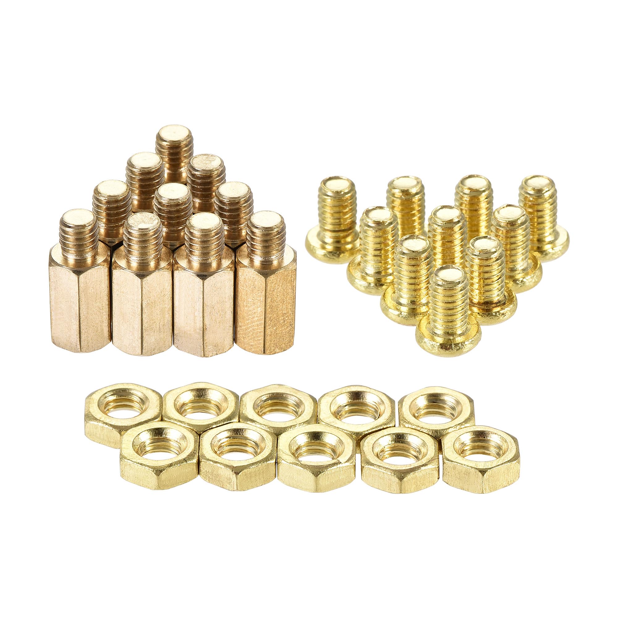 sourcing map M4 Hex Brass Standoff Spacer 10mm+4mm Male-Female Threaded Pillar Screw Nut Kit for PCB Motherboard Computer Circuit Board, 20 Sets