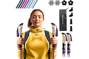 HIGH STREAM GEAR Walking Sticks for Men & Women - 14.5" Foldable Hiking Poles for Backpacking, Exercising and Traveling, Set of 2 Aluminum Nordic Collapsible Trekking Poles