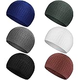 6 Pcs Kufi Hats for Men Knit Kufi Cap Breathable Cotton Stretchy Skull Cap Helmet Beanie Hat for Men Women Muslim in Cool Designs