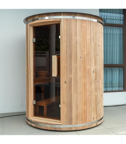 iDOTODO Hybrid 2-3 Person Wooden Steam Sauna Room with 220V, 6 KW Harvia Stove Heater, Infrared Sauna Home with 8 Upgraded Heaters, Canadian Helmock