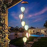 Singingarden Solar Wind Chimes for Outside - Hot Air Balloon Solar Lights Outdoor Decor Gifts for Women Mom Grandma Birthday