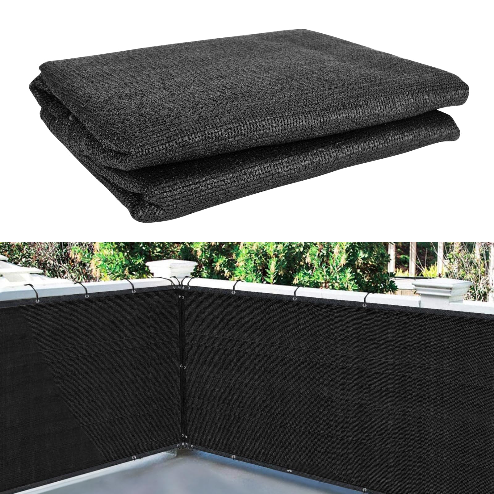 ALLOMN Balcony Privacy Screen, Windbreak Black Net Fence Sunshade Weatherproof Privacy Protector Balcony Cover with Cable Ties for Greenhouse, Garden, Fence & Balcony, 0.9x5m