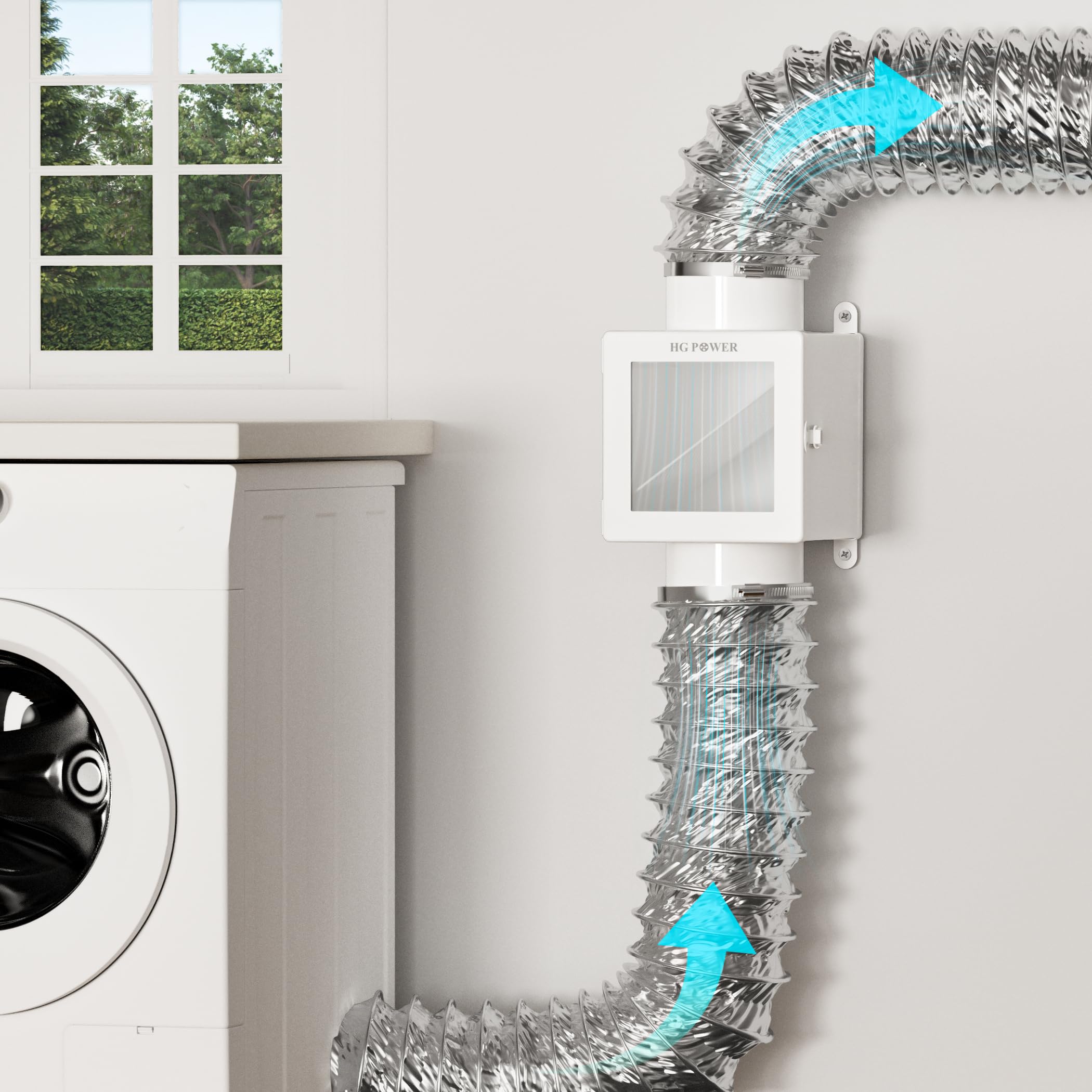 Photo 1 of Metal Dryer Duct Lint Trap, HG Power Indoor Dryer Vent Kit, Indoor Dryer Vent for Electric Dryer, Dryer Lint Catcher for Dryer, Inline Dryer Lint Trap Box, 4" Dryer Vent Hose, 2 Hose Clamps