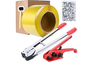 MYFAMIREA Heavy Duty Banding Strapping Kit with Tensioner Tool, 1/2"x 3500FT Polypropylene Plastic Packaging Strapping, 300 Metal Seals, Sealer Tool for Pallets, Logistics, Warehouse (Red)