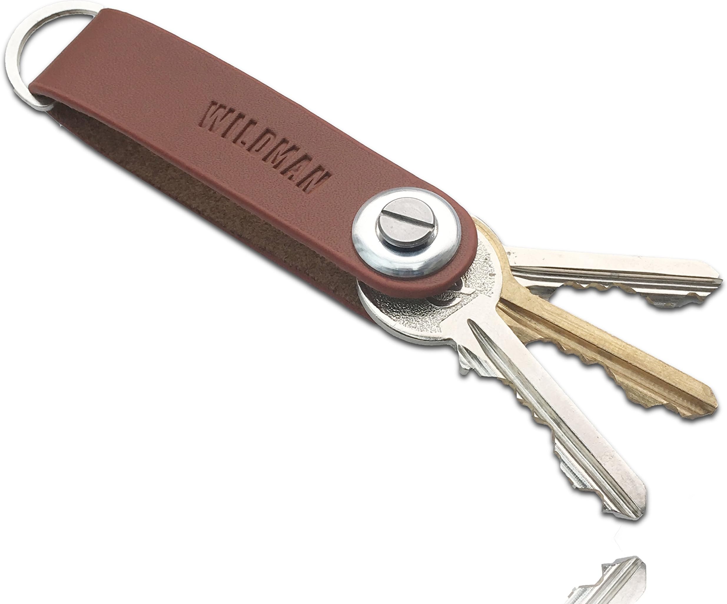 Key Organiser Leather Keyring - Stops Scratches, Pocket Rattle, Holds 7 Keys, Stylish, Functional, Practical (Brown)