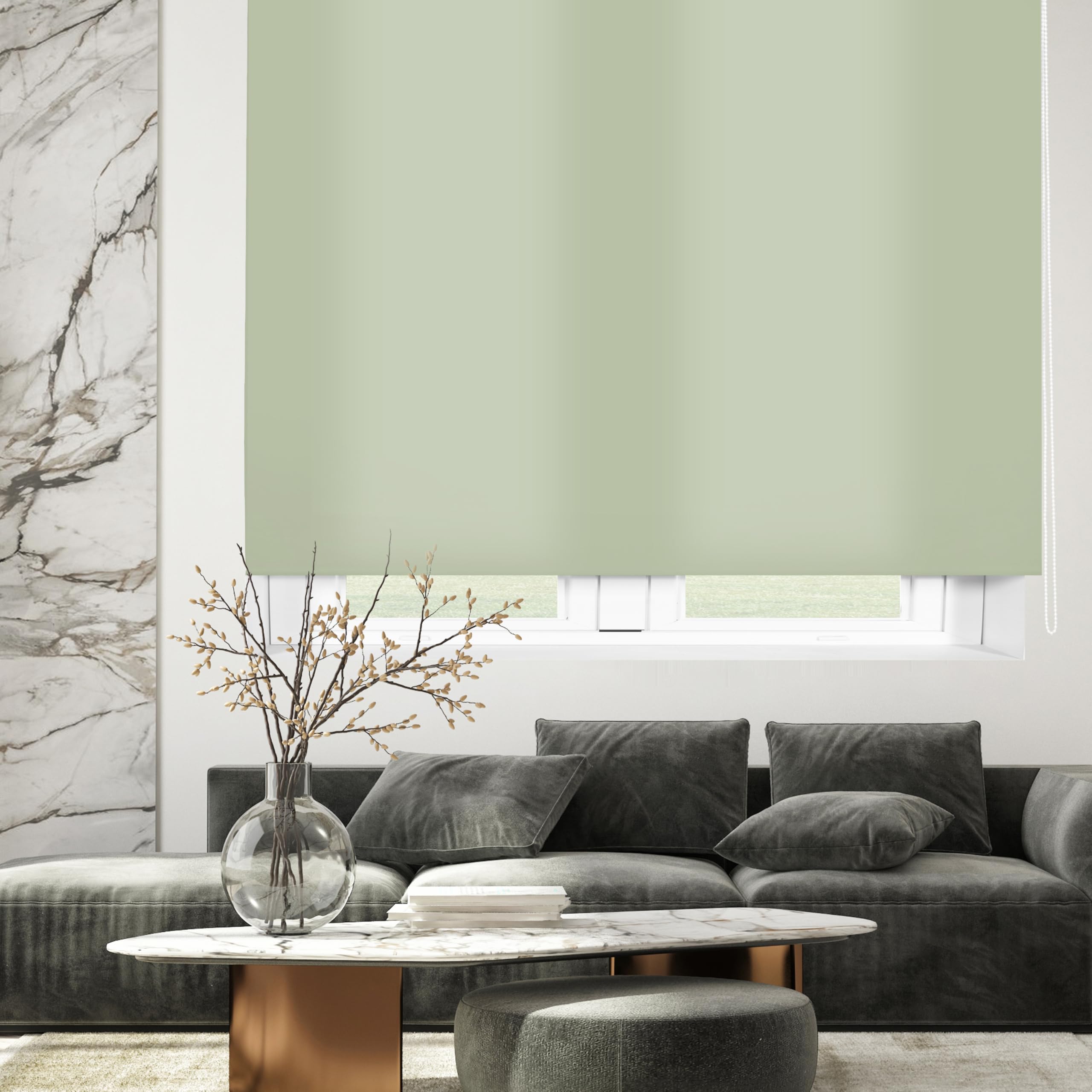 Blindecor Ara - Plain translucent roller blind, pastel green, 100x175 cm (width x height) — image 1